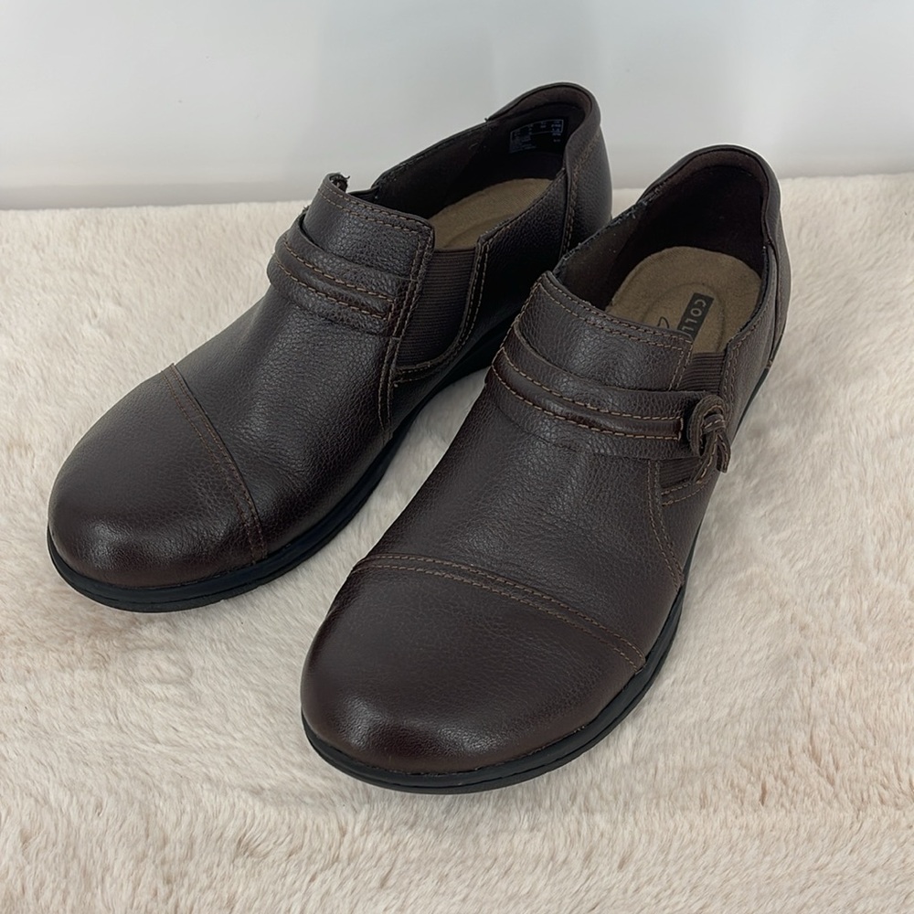 Clarks Womens size 8 Brown Leather Slip on Shoes - Picture 2 of 9